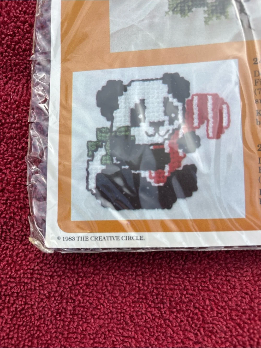 The Creative Circle Christmas Cross-Stitch Kit - Holly and Panda with Candy Cane
